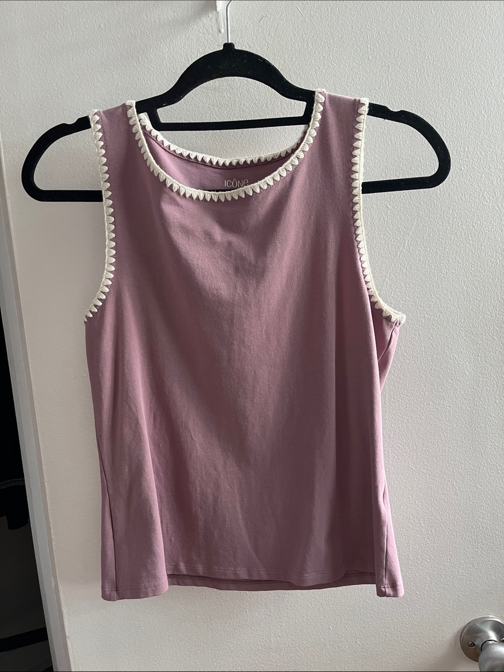 Lilac cami with beige trims